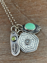 Load image into Gallery viewer, “I dig it” Turquoise and Tourmaline Plant Pun Charm Set