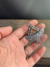 Load image into Gallery viewer, Moth Pendant with Sparkly Triangular Scapolite.
