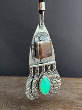 Load image into Gallery viewer, Cacoxenite and Chrysoprase Jingly Necklace
