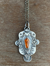 Load image into Gallery viewer, Owl pendant #2 - Orange kyanite