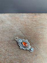 Load image into Gallery viewer, Owl pendant #9 Hessonite Garnet and Blue Topaz