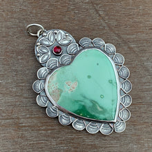 Load image into Gallery viewer, Variscite and tourmaline Sacred Heart pendant