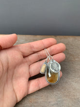 Load image into Gallery viewer, Sapphire and fossilized mammoth charms
