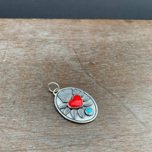 Load image into Gallery viewer, Rosarita and turquoise Sacred Heart Pendant