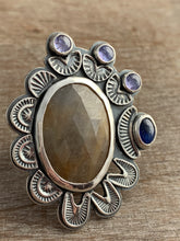 Load image into Gallery viewer, Large sapphire and kyanite statement ring Size 7.5