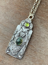 Load image into Gallery viewer, Owl pendant #7 - Peruvian Opal and Peridot