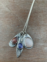 Load image into Gallery viewer, Botswana Agate, Peach moonstone, and Tanzanite Charms