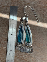 Load image into Gallery viewer, Apatite and moonstone earrings with dangling dots