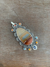 Load image into Gallery viewer, Polychrome jasper, carnelian, topaz, citrine and kyanite medallion
