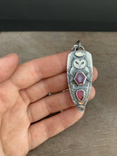 Load image into Gallery viewer, Ruby and Garnet Owl Pendant