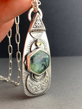 Load image into Gallery viewer, Aegean opal and peridot moon pendant