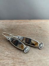 Load image into Gallery viewer, Montana agate eye and moon earrings