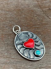 Load image into Gallery viewer, Rosarita and turquoise Sacred Heart Pendant