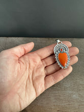 Load image into Gallery viewer, Orange rosarita Sacred Heart pendant