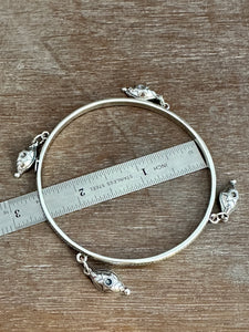 Sterling silver patterned Jingle bangle