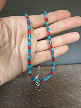 Load image into Gallery viewer, Apatite and coral beaded necklace
