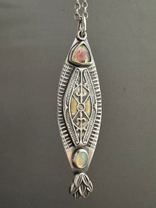 Opal and tourmaline pendant