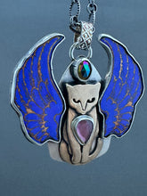 Load image into Gallery viewer, Regal cat with enameled wings.
