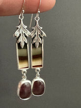 Load image into Gallery viewer, Brazilian Polychrome Jasper Earrings with Tourmaline drops
