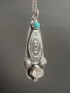 Turquoise and crystal pendant