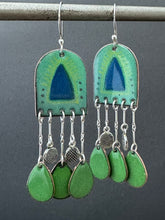Load image into Gallery viewer, Blue doorway Enamel Earrings

