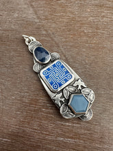 Load image into Gallery viewer, Enamel, Sapphire, and Seam Opal Pendant
