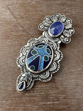 Load image into Gallery viewer, Cloisonné glass enamel with tanzanite and kyanite
