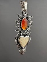 Load image into Gallery viewer, Fossilized Walrus Tusk and Montana agate Sacred Heart
