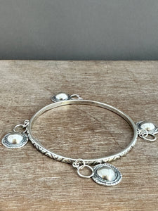 Sterling silver patterned Jingle bangle