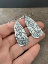 Load image into Gallery viewer, Stamped moon story earrings
