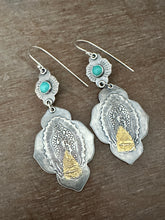 Load image into Gallery viewer, Our Lady of Guadalupe and turquoise earrings
