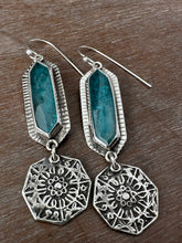Load image into Gallery viewer, Apatite Earrings with Dangling Mandala
