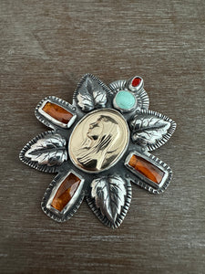 14k Gold Our Lady of Lourdes with Gems
