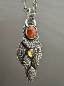 Orange Kyanite moon pendant