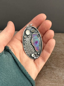 Aurora borealis raven necklace