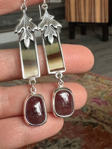 Brazilian Polychrome Jasper Earrings with Tourmaline drops