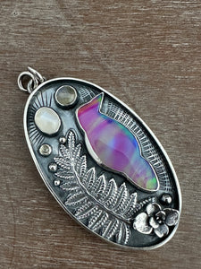 Aurora borealis raven necklace