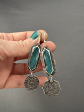Load image into Gallery viewer, Apatite Earrings with Dangling Mandala
