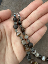 Load image into Gallery viewer, Vintage glass bead silk knotted necklace in neutrals

