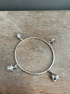 Sterling silver patterned Jingle bangle