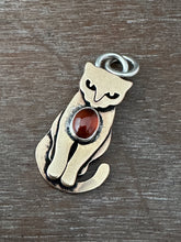 Load image into Gallery viewer, Bronze Kitty Pet with garnet
