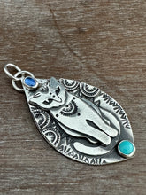 Load image into Gallery viewer, Jewel Cat with Turquoise and Kyanite
