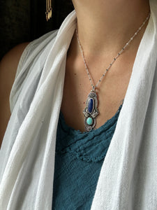 Lapis and turquoise bird medallion