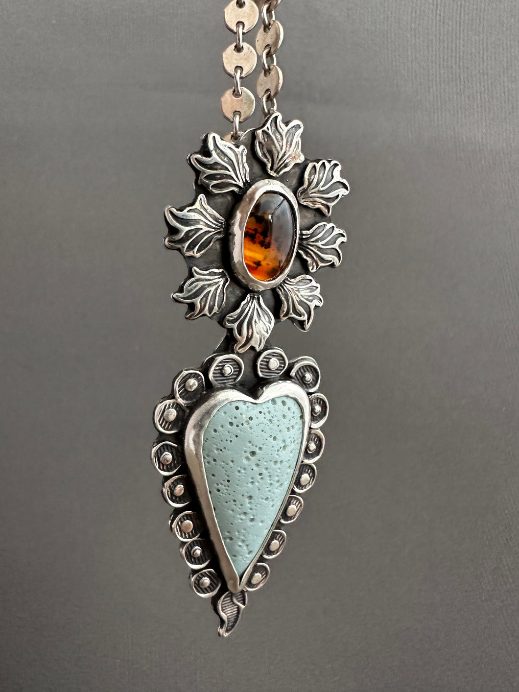 Leland Blue and Montana agate Sacred Heart