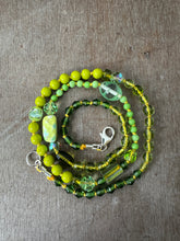 Load image into Gallery viewer, Vintage glass bead silk knotted necklace in greens
