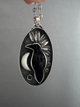Load image into Gallery viewer, Amethyst sage agate raven and moon Necklace
