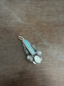 Aquamarine Crystal and moonstone pendant