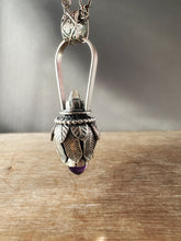 Load image into Gallery viewer, Vintage crystal and amethyst dragon egg medallion
