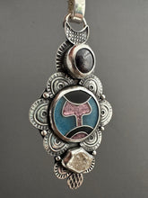 Load image into Gallery viewer, Cloisonné glass enamel pendant with ruby and quartz
