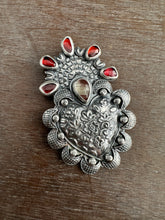 Load image into Gallery viewer, Garnets and Andesine Sacred Heart pendant
